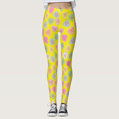 Valentines Day Love Heart Candy Sweet Leggings