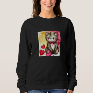 Valentine's Day Love Heart Cat Teddy Girlfriend Fi Sweatshirt