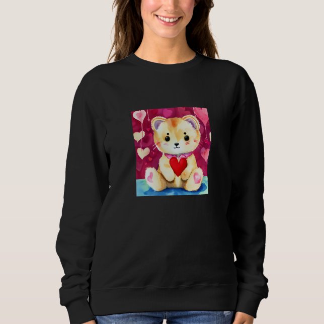 Valentine's Day Love Heart Cat Teddy Girlfriend Fi Sweatshirt (Front)