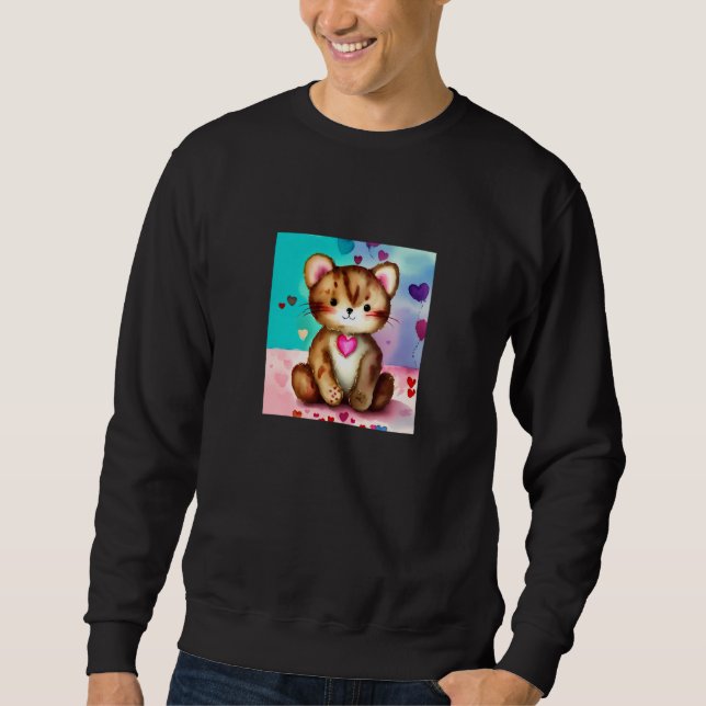 Valentine's Day Love Heart Cat Teddy Girlfriend Fi Sweatshirt (Front)