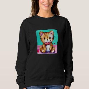 Valentine's Day Love Heart Cat Teddy Girlfriend Fi Sweatshirt