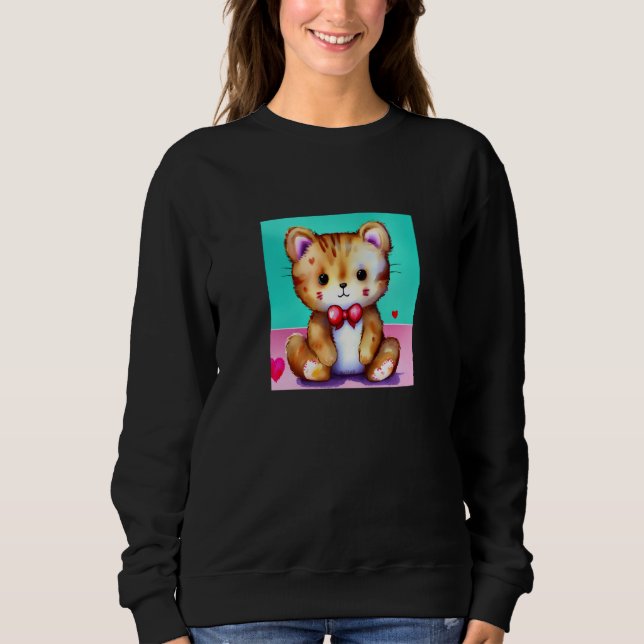 Valentine's Day Love Heart Cat Teddy Girlfriend Fi Sweatshirt (Front)