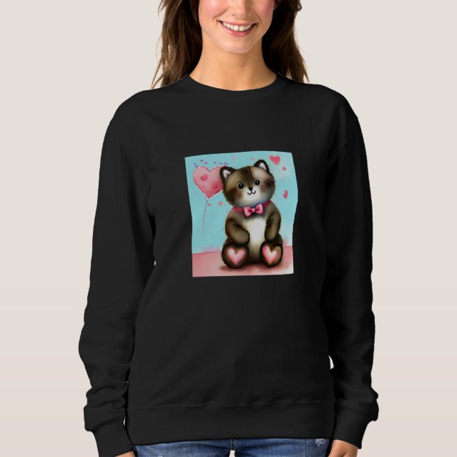 Valentine's Day Love Heart Cat Teddy Girlfriend Fi Sweatshirt (Front)