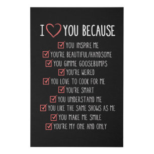 Valentine's Day Love Heart Couples Funny Gift Idea Faux Canvas Print