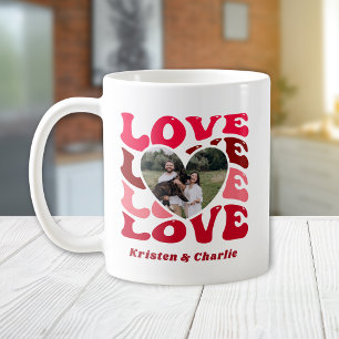 Valentine's Day Love Heart Custom Photo & Names Coffee Mug