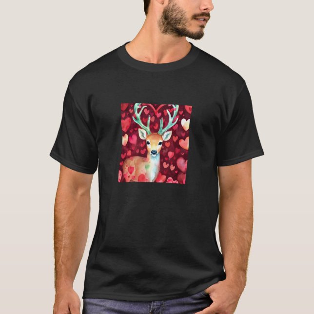 Valentine's Day Love Heart Cute Deer Girlfriend Fi T-Shirt (Front)