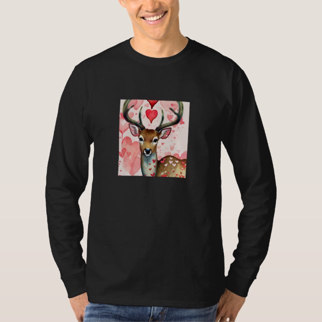 Valentine's Day Love Heart Cute Deer Girlfriend Fi T-Shirt (Front)