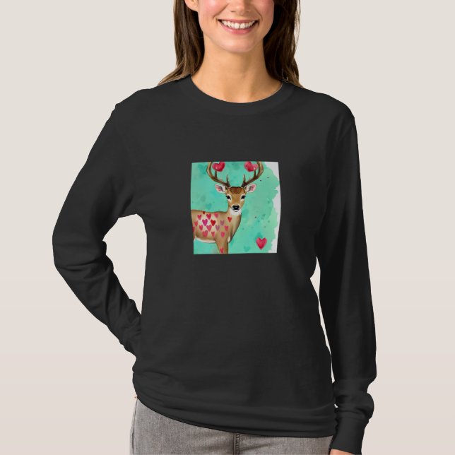 Valentine's Day Love Heart Cute Deer Girlfriend Fi T-Shirt (Front)