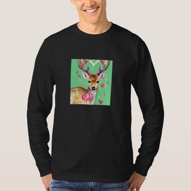 Valentine's Day Love Heart Cute Deer Girlfriend Fi T-Shirt (Front)