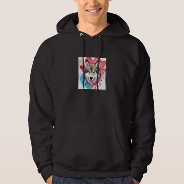 Valentine's Day Love Heart Cute Wolf Girlfriend Fi Hoodie (Front)