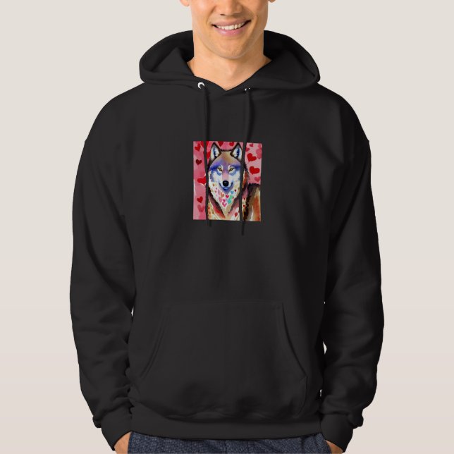 Valentine's Day Love Heart Cute Wolf Girlfriend Fi Hoodie (Front)