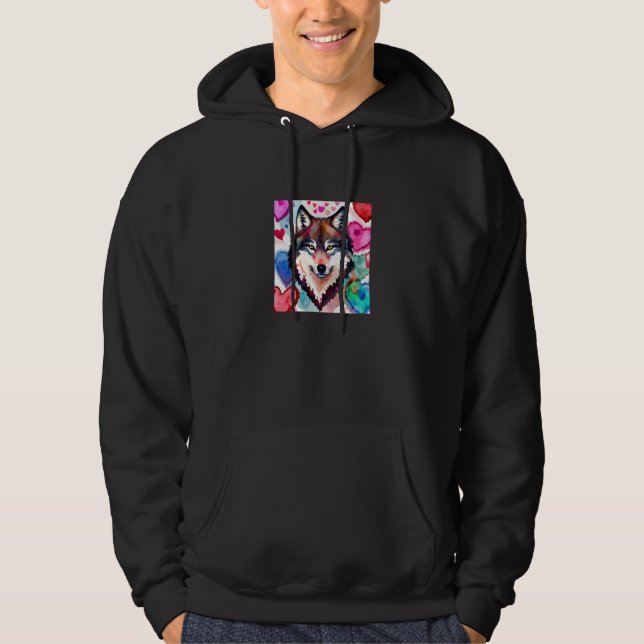 Valentine's Day Love Heart Cute Wolf Girlfriend Fi Hoodie (Front)
