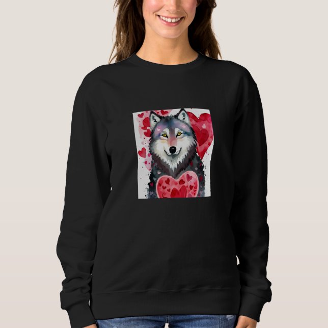 Valentine's Day Love Heart Cute Wolf Girlfriend Fi Sweatshirt (Front)