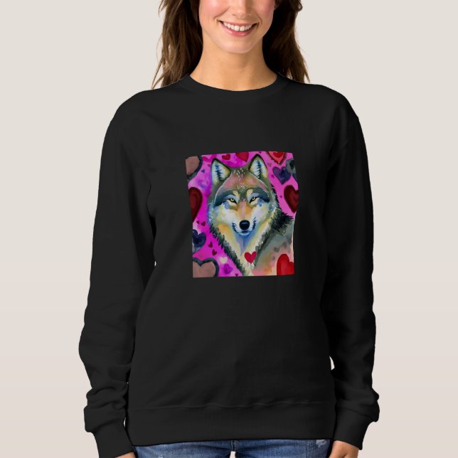 Valentine's Day Love Heart Cute Wolf Girlfriend Fi Sweatshirt (Front)