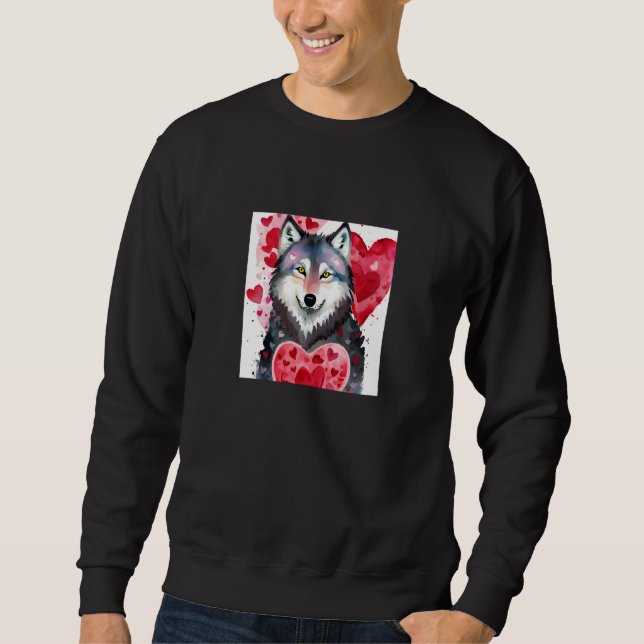 Valentine's Day Love Heart Cute Wolf Girlfriend Fi Sweatshirt (Front)