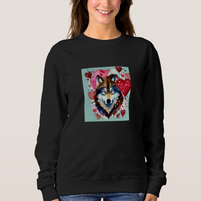 Valentine's Day Love Heart Cute Wolf Girlfriend Fi Sweatshirt (Front)