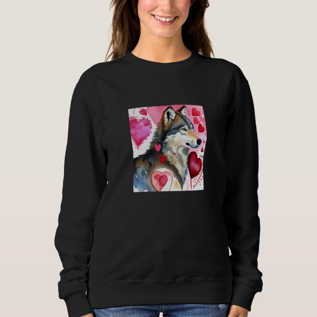 Valentine's Day Love Heart Cute Wolf Girlfriend Fi Sweatshirt (Front)