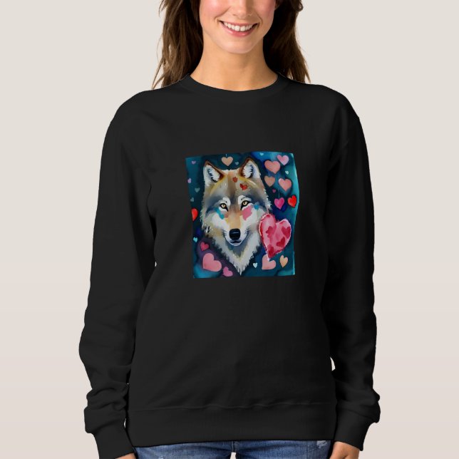 Valentine's Day Love Heart Cute Wolf Girlfriend Fi Sweatshirt (Front)
