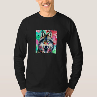 Valentine's Day Love Heart Cute Wolf Girlfriend Fi T-Shirt