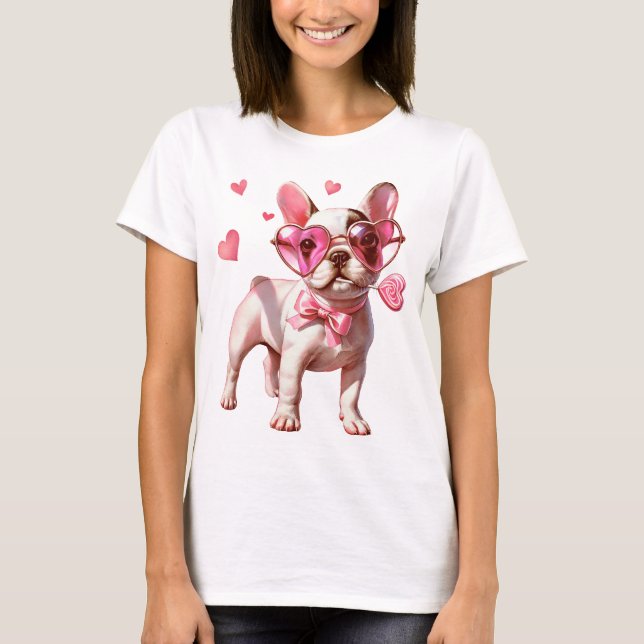 Valentine's Day Love Heart Dog T-Shirt (Front)