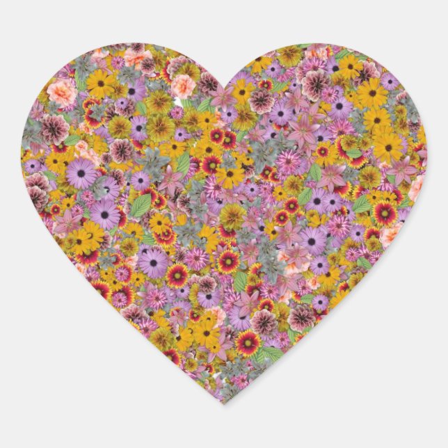 Valentines Day Love Heart Flowers Colorful Bloom Heart Sticker (Front)