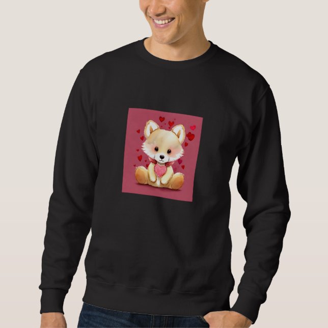 Valentine's Day Love Heart Fox Teddy Girlfriend Fi Sweatshirt (Front)