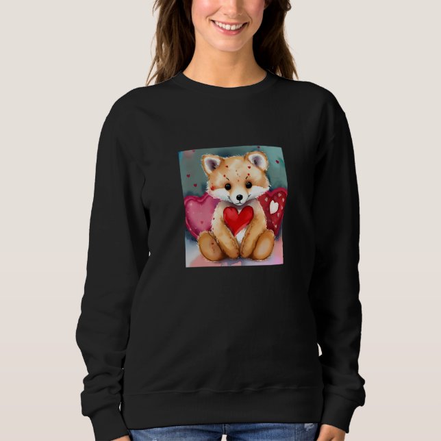 Valentine's Day Love Heart Fox Teddy Girlfriend Fi Sweatshirt (Front)
