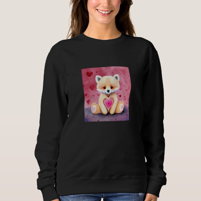 Valentine's Day Love Heart Fox Teddy Girlfriend Fi Sweatshirt (Front)