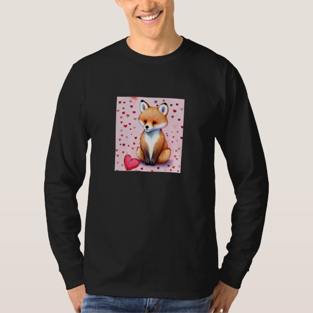 Valentine's Day Love Heart Fox Teddy Girlfriend Fi T-Shirt (Front)