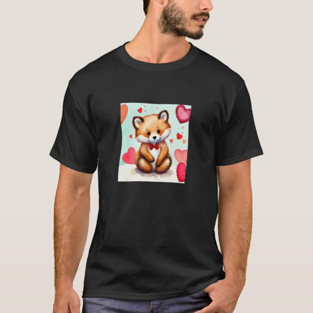 Valentine's Day Love Heart Fox Teddy Girlfriend Fi T-Shirt (Front)
