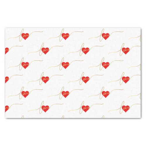 Valentines Day Love Heart Modern Gold Script Tissue Paper