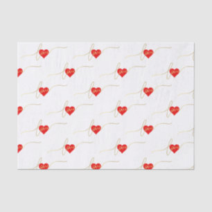 Valentine's Day Love Heart Modern Gold Script Tissue Paper
