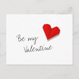 Valentine's Day Love Heart Origami Vector Postcard
