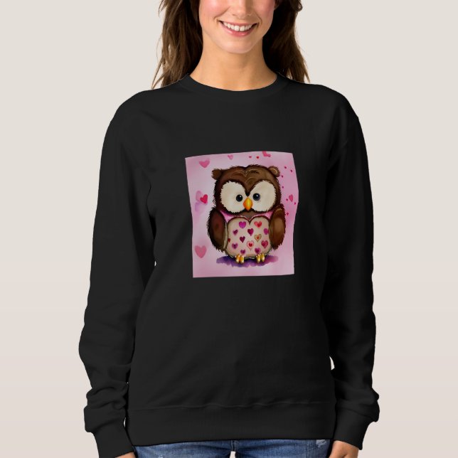 Valentine's Day Love Heart Owl Teddy Girlfriend Fi Sweatshirt (Front)