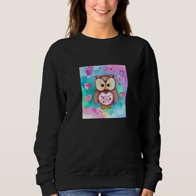 Valentine's Day Love Heart Owl Teddy Girlfriend Fi Sweatshirt (Front)