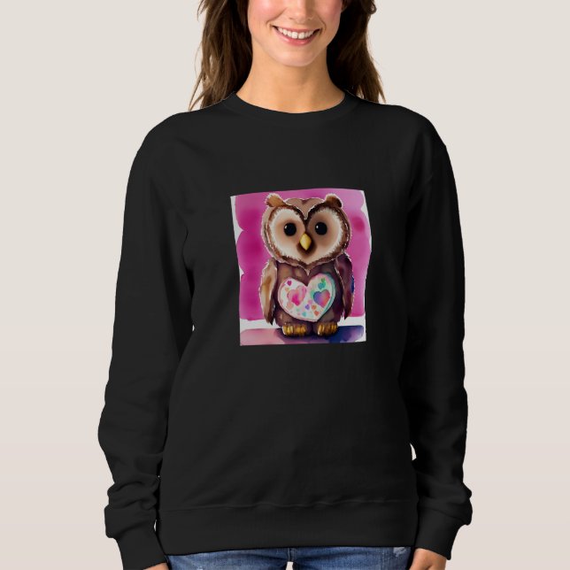 Valentine's Day Love Heart Owl Teddy Girlfriend Fi Sweatshirt (Front)