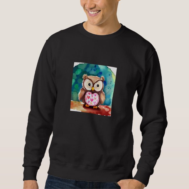 Valentine's Day Love Heart Owl Teddy Girlfriend Fi Sweatshirt (Front)