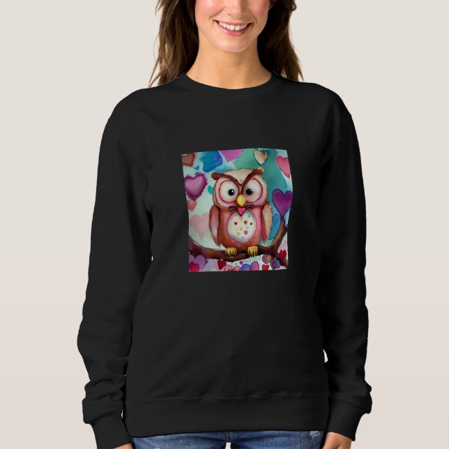 Valentine's Day Love Heart Owl Teddy Girlfriend Fi Sweatshirt (Front)
