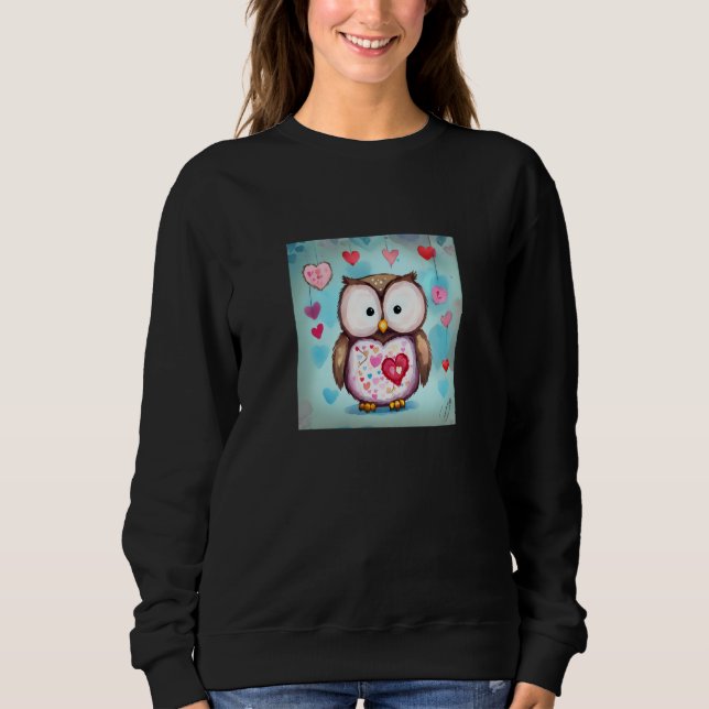 Valentine's Day Love Heart Owl Teddy Girlfriend Fi Sweatshirt (Front)