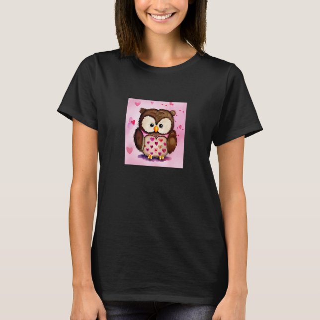 Valentine's Day Love Heart Owl Teddy Girlfriend Fi T-Shirt (Front)