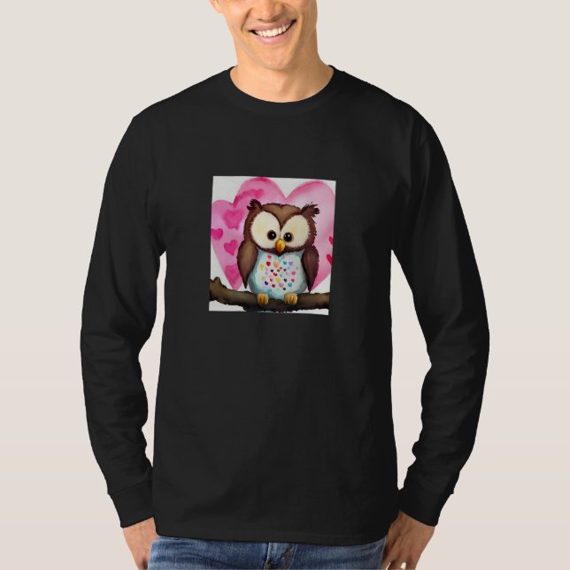 Valentine's Day Love Heart Owl Teddy Girlfriend Fi T-Shirt (Front)