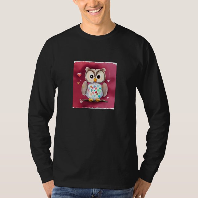 Valentine's Day Love Heart Owl Teddy Girlfriend Fi T-Shirt (Front)