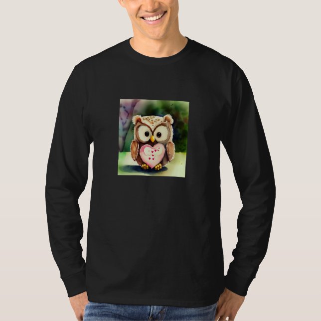 Valentine's Day Love Heart Owl Teddy Girlfriend Fi T-Shirt (Front)