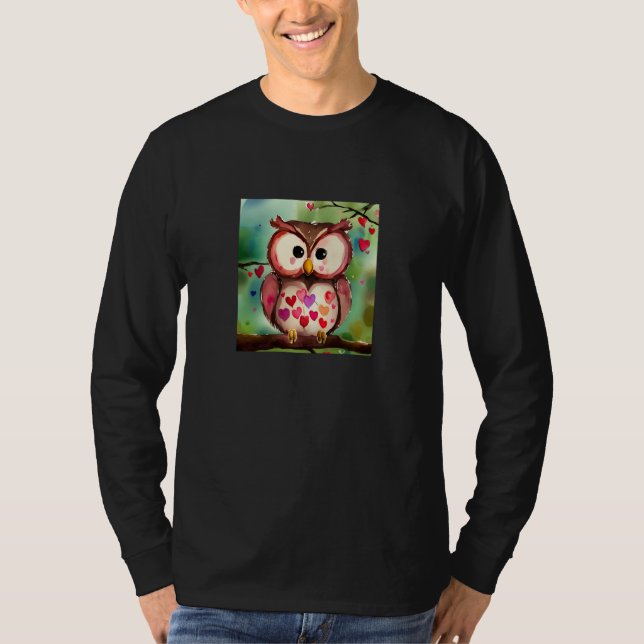 Valentine's Day Love Heart Owl Teddy Girlfriend Fi T-Shirt (Front)