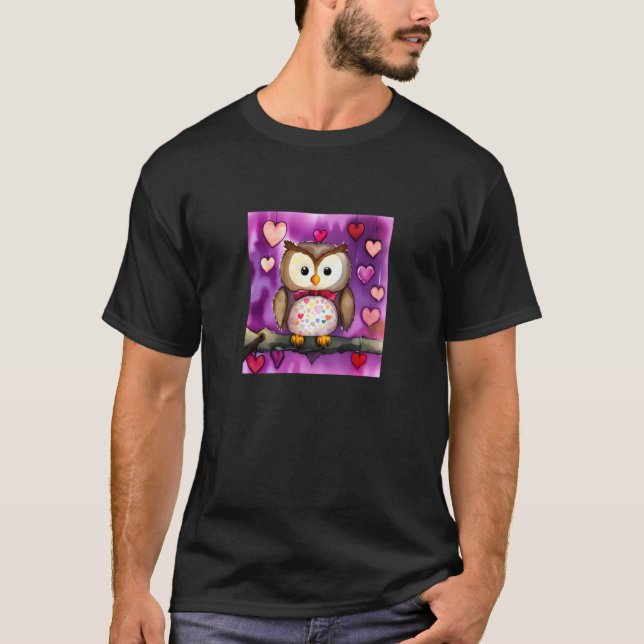 Valentine's Day Love Heart Owl Teddy Girlfriend Fi T-Shirt (Front)