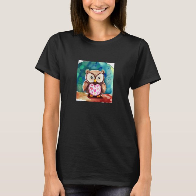 Valentine's Day Love Heart Owl Teddy Girlfriend Fi T-Shirt (Front)