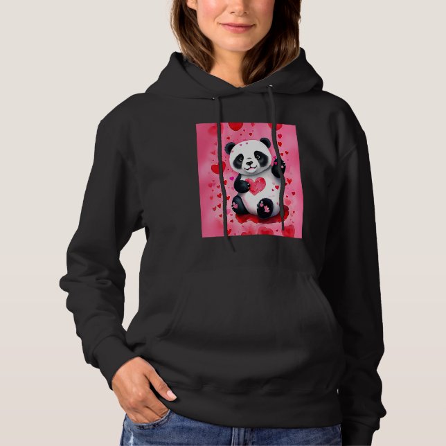 Valentine's Day Love Heart Panda Girlfriend Fiancé Hoodie (Front)
