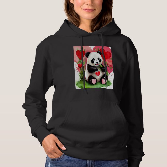 Valentine's Day Love Heart Panda Girlfriend Fiancé Hoodie (Front)