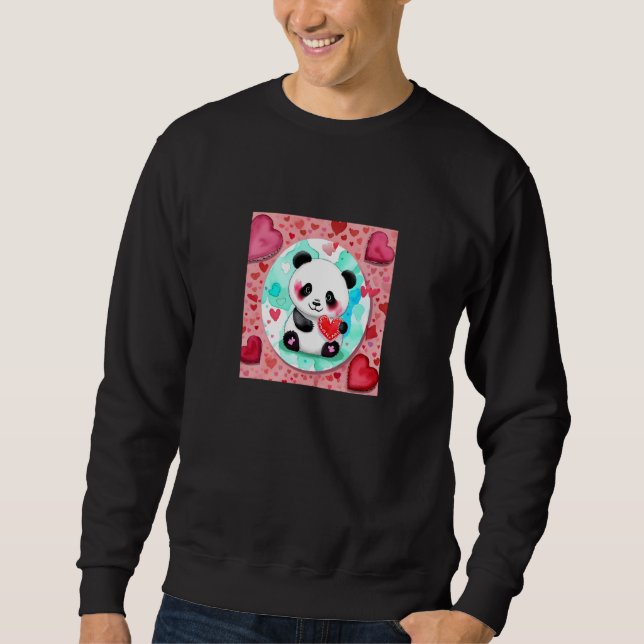 Valentine's Day Love Heart Panda Girlfriend Fiancé Sweatshirt (Front)
