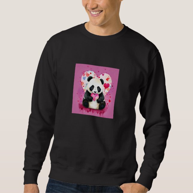 Valentine's Day Love Heart Panda Girlfriend Fiancé Sweatshirt (Front)